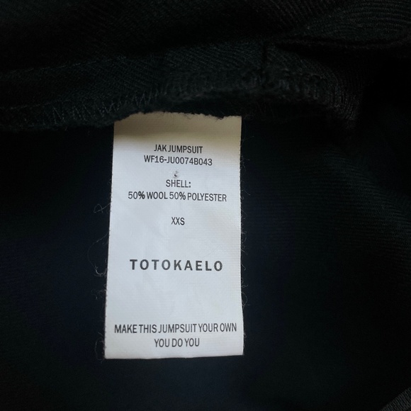 Totokaelo Jak Jumpsuit Black Wool Blend Wide Leg Sleeveless - XXS - Picture 6 of 7